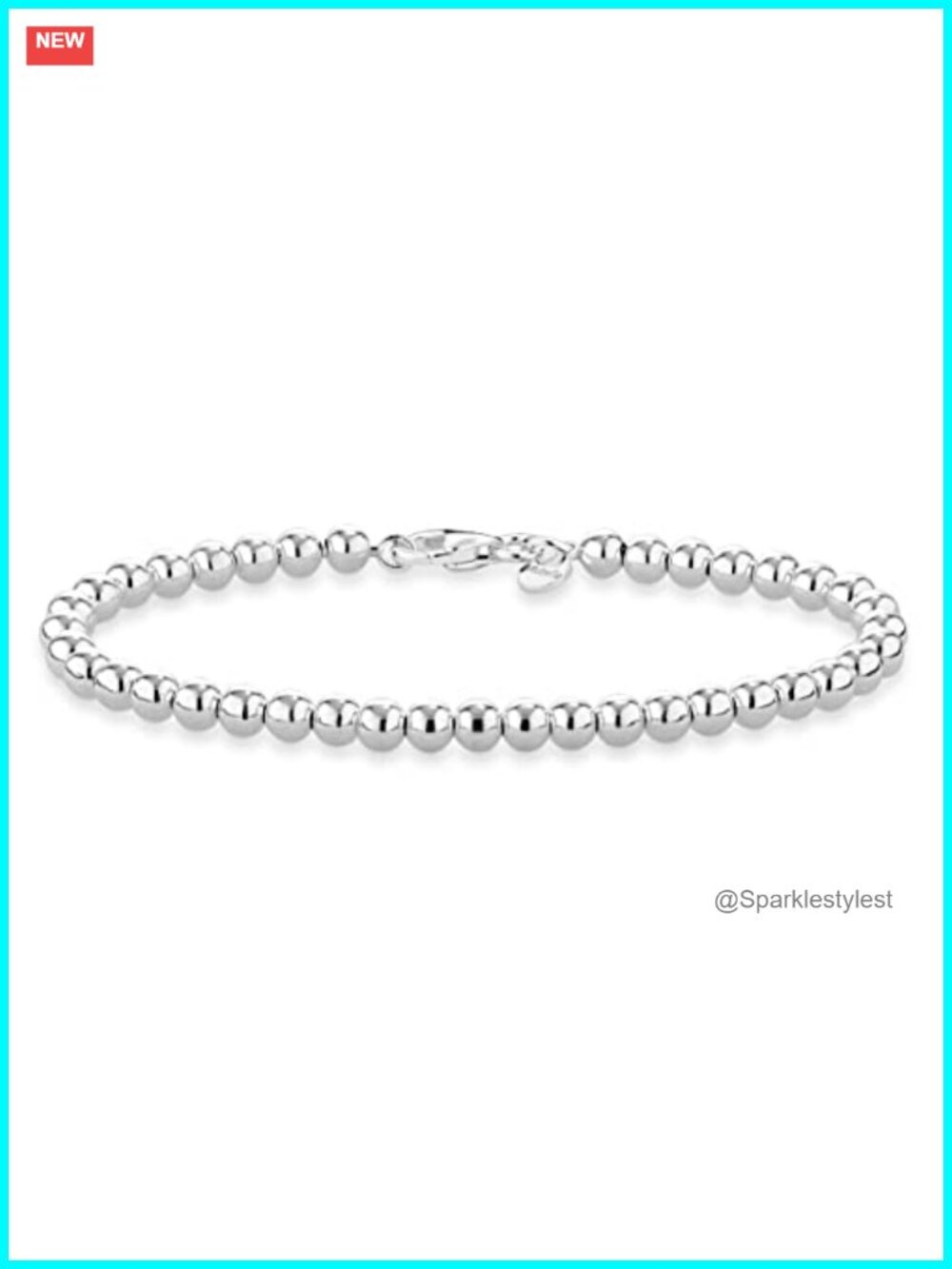Italian 925 Sterling Silver 4mm Ball Bead Bracelet